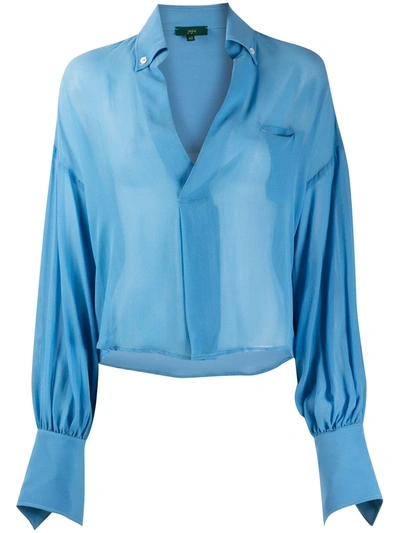 Jejia Donna Semi-sheer Shirt In Blue
