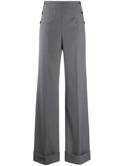 L'autre Chose High-waisted Wide Leg Trousers In Grey