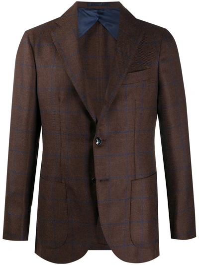 Barba Long-sleeved Button Up Blazer In Brown