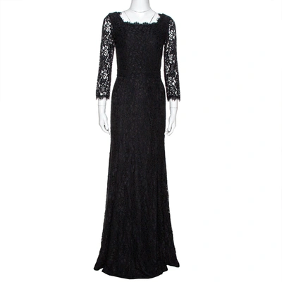 Pre-owned Diane Von Furstenberg Black Lace Zarita Gown S