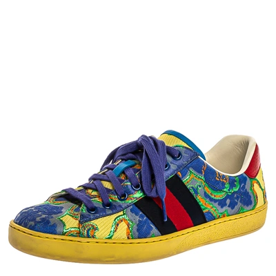 Pre-owned Gucci Multicolor Canvas Printed Ace Sneakers Size 37