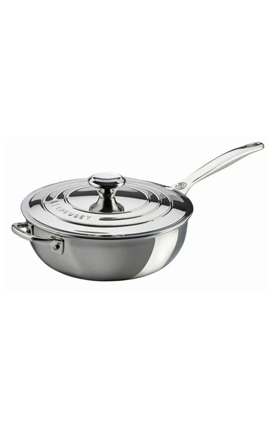 Le Creuset 3.5-quart Stainless Steel Saucier With Lid In Silver