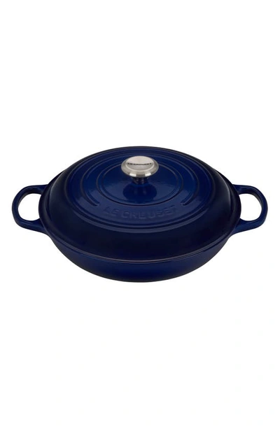 Le Creuset Signature 3 3/4 Quart Enameled Cast Iron Braiser In Indigo