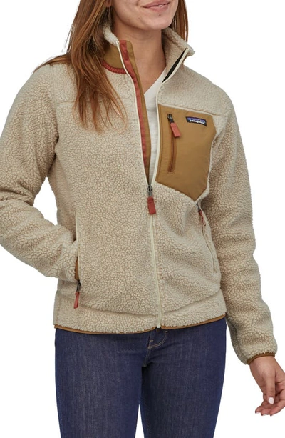 Patagonia Classic Retro-x(r) Fleece Jacket In Natural W/ Nest Brown