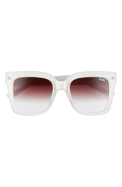 Quay Icy 58mm Ombre Sunglasses In White/ Brown