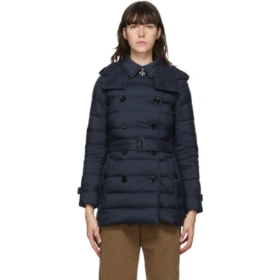 Burberry Arniston Short Double-breasted Quilted Coat In Midnight