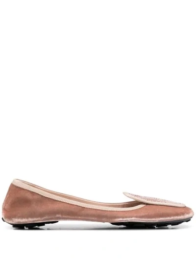 Car Shoe Sequin-embellished Ballerina Shoes In Pink