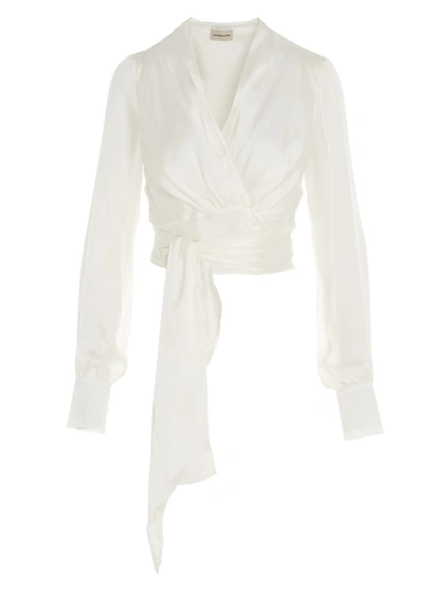 Alexandre Vauthier Tie Waist Blouse In White