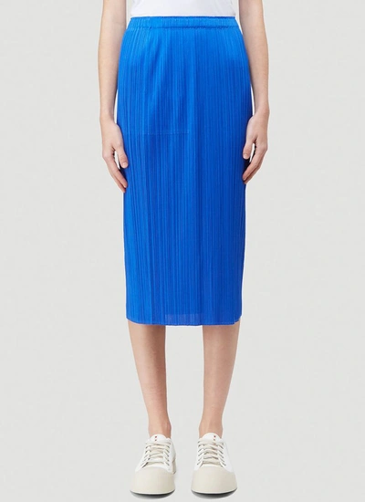 Issey Miyake Pleats Please By  Pleated Skirt In Blue