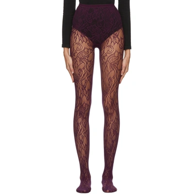 Dries Van Noten Purple Fogal Edition Lace Tights In 404 Mauve