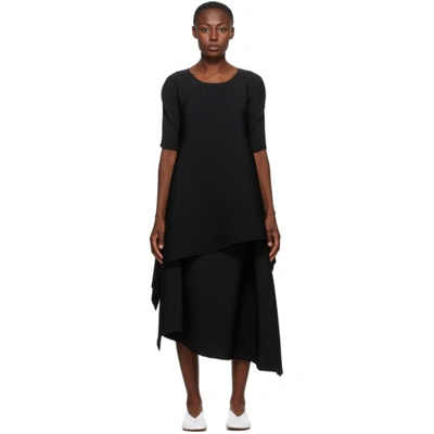 Issey Miyake Black Pleated Bits Dress In 15 Black