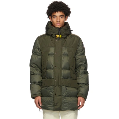 Parajumpers Green Down Shedir Coat In 764 Sycamor