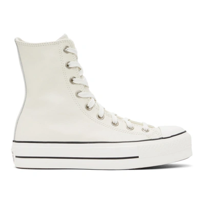 Converse Off-white Leather Chuck Lift High-top Sneakers In Egret/white