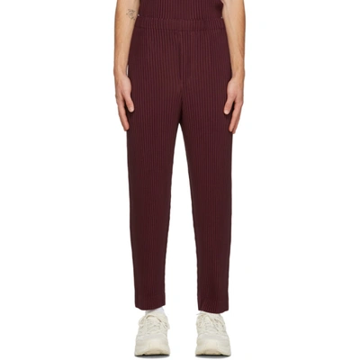 Issey Miyake Burgundy Colorful Pleats Trousers In 83 Wine
