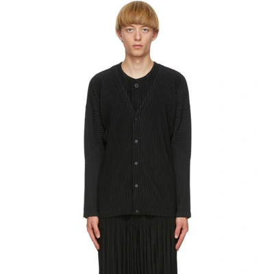 Issey Miyake Homme Plisse  Black Basics Cardigan In 15 Black