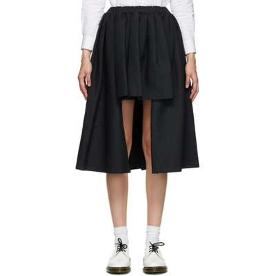 Comme Des Garçons Comme Des Garçons Navy Short Front Midi Skirt In 2 Navy