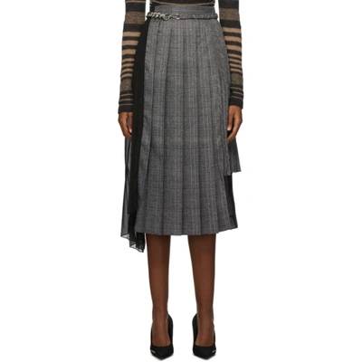 Rokh Black Triple Pleat Mid-length Skirt In 304granitec