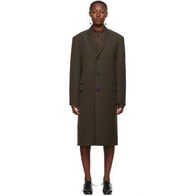 Lemaire Brown Wool Suit Coat In 487 Dk Brow
