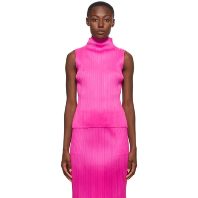 Issey Miyake Pleats Please  Pink New Colorful Basics 2 Turtleneck In 22 Pink