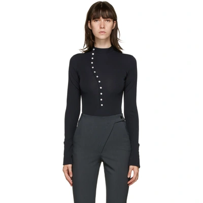 Coperni Button-up High-neck Bodysuit In Concrete