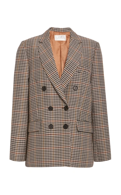 Victoria Victoria Beckham Checked Wool-blend Double-breasted Blazer In Print