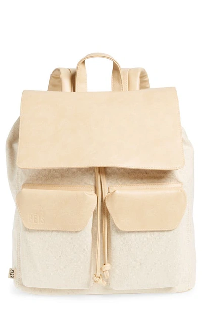 Beis Faux Leather Rucksack Backpack In Beige