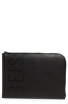 Beis The Faux Leather Laptop Sleeve In Black
