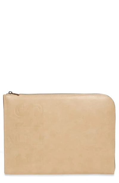 Beis The Faux Leather Laptop Sleeve In Beige
