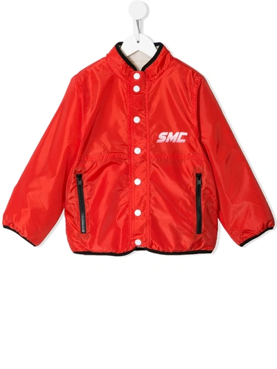 Stella Mccartney Kids' Contrast-trim Snap-button Jacket In Red