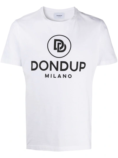 Dondup Black Logo T-shirt In White