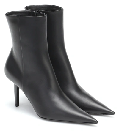 Balenciaga Knife Shark Leather Ankle Boots In Black