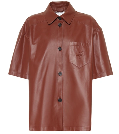 Common Leisure Leather Shirt In Brown