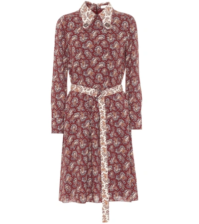 Chloé Cashmere Print Silk Dress In Red