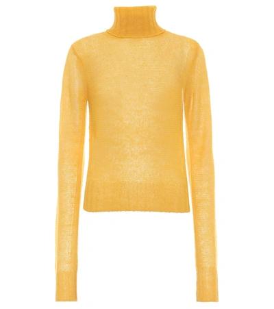 Victoria Beckham Open-knit Alpaca-blend Turtleneck Sweater In Yellow