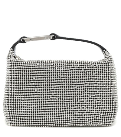 Eéra Moonbag Embellished Mesh Pouch In Silver