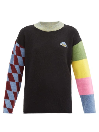 The Elder Statesman Eye Yin Yan Striped Cashmere Sweater In Black