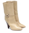 Isabel Marant Lunder Leather Ankle Boots In Beige