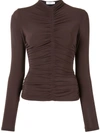 A.l.c Ansel Ruched Long-sleeve Top In Brown