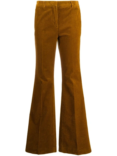 Brag-wette High-rise Flared Corduroy Trousers In Brown