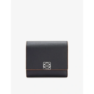Loewe Anagram-embellished Grained-leather Wallet In Black