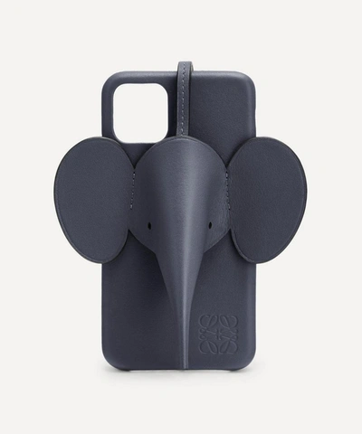 Loewe Elephant Leather Iphone 11 Case In Deep Blue