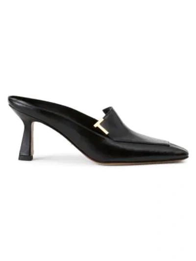 Lafayette 148 Ciara Leather Loafer Mules In Black