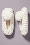 Anthropologie Pom Knit Slippers In White