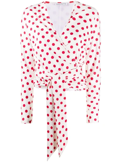 Saks Potts Polka-dot Print Blouse In White