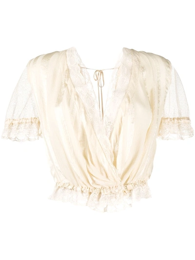 Antonio Marras V-neck Crop Top In Neutrals