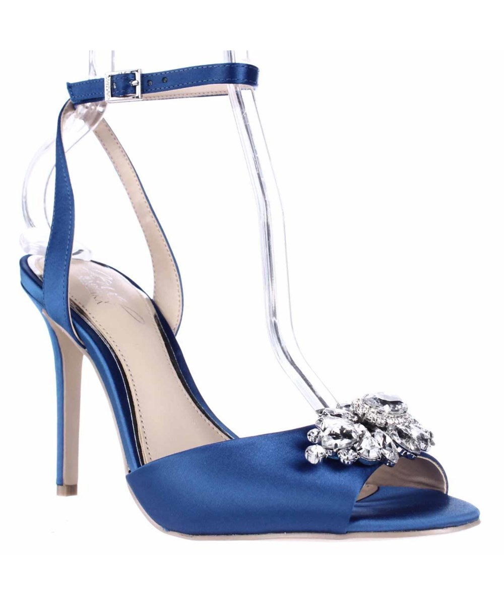 Badgley Mischka Jewel Hayden Ankle Strap Dress Sandals, Blue Satin ...