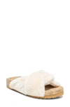Vince Goren Crisscross Shearling Slide Sandals In Turtle Dove
