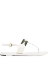 Gucci Women's Leather Thong Sandals With Web In White Leather