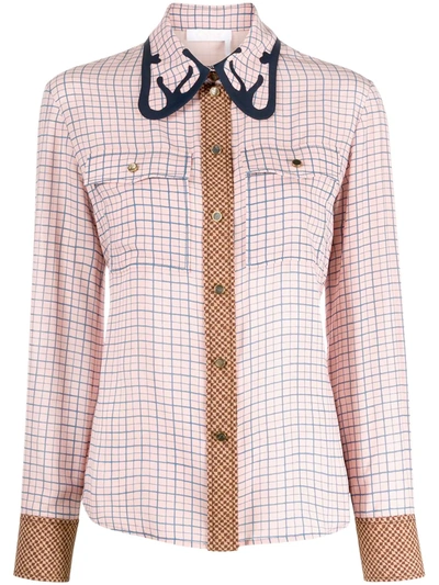 Chloé Western-inspired Check-pattern Shirt In Pink