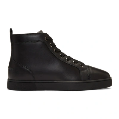 Christian Louboutin Men's Louis Leather High-top Sneakers In Black/black